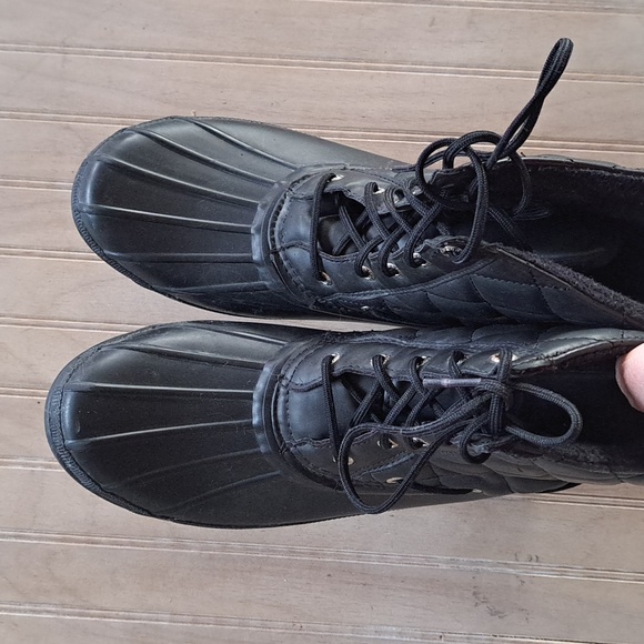 Sperry Quilted Duck Boots Top Sider Blk Waterproof Lace Up Insulated Comfy - Picture 3 of 10